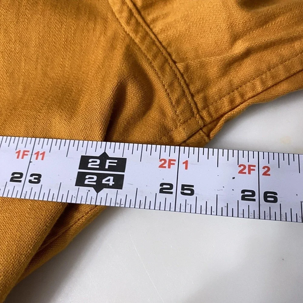 Uniqlo U Dress Womens Small Orange Denim Long Sleeve Drawstring Cotton Pockets